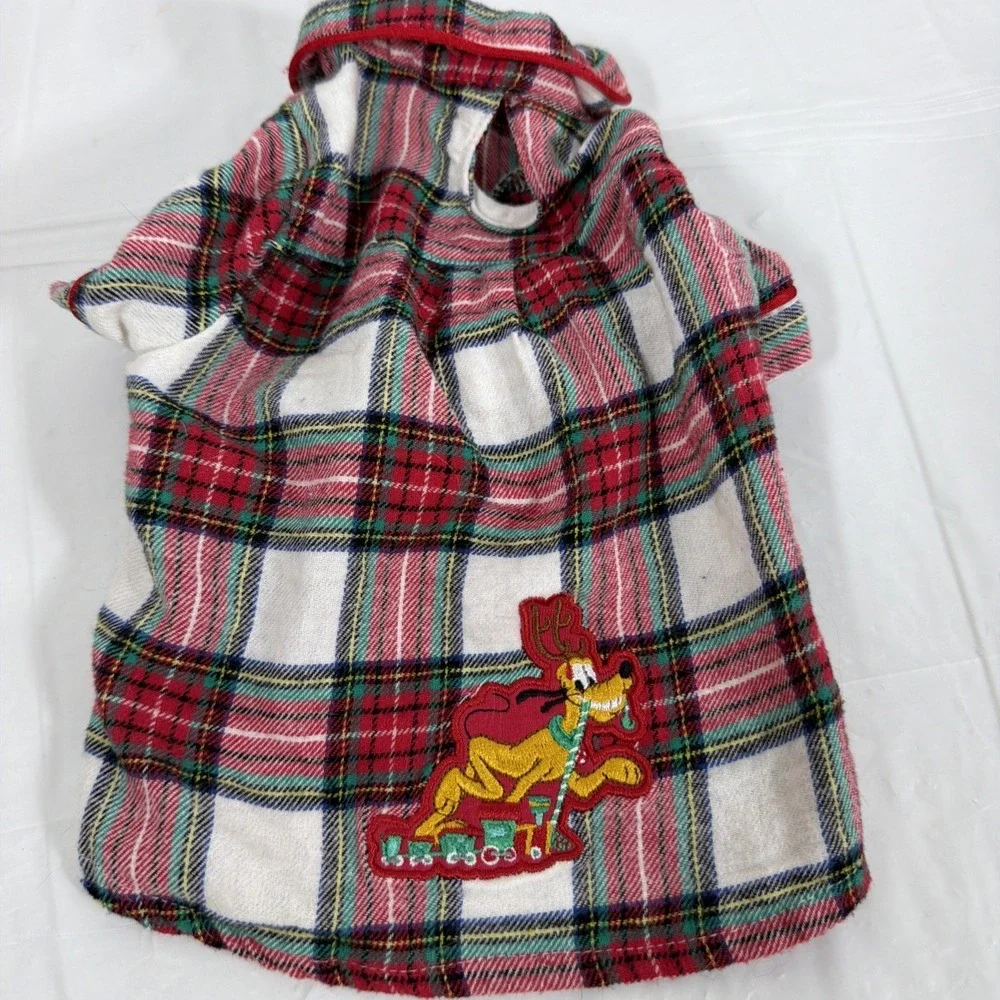 Disney Mickey Mouse Pluto‎ Dog Apparel Plaid Pajamas Xs